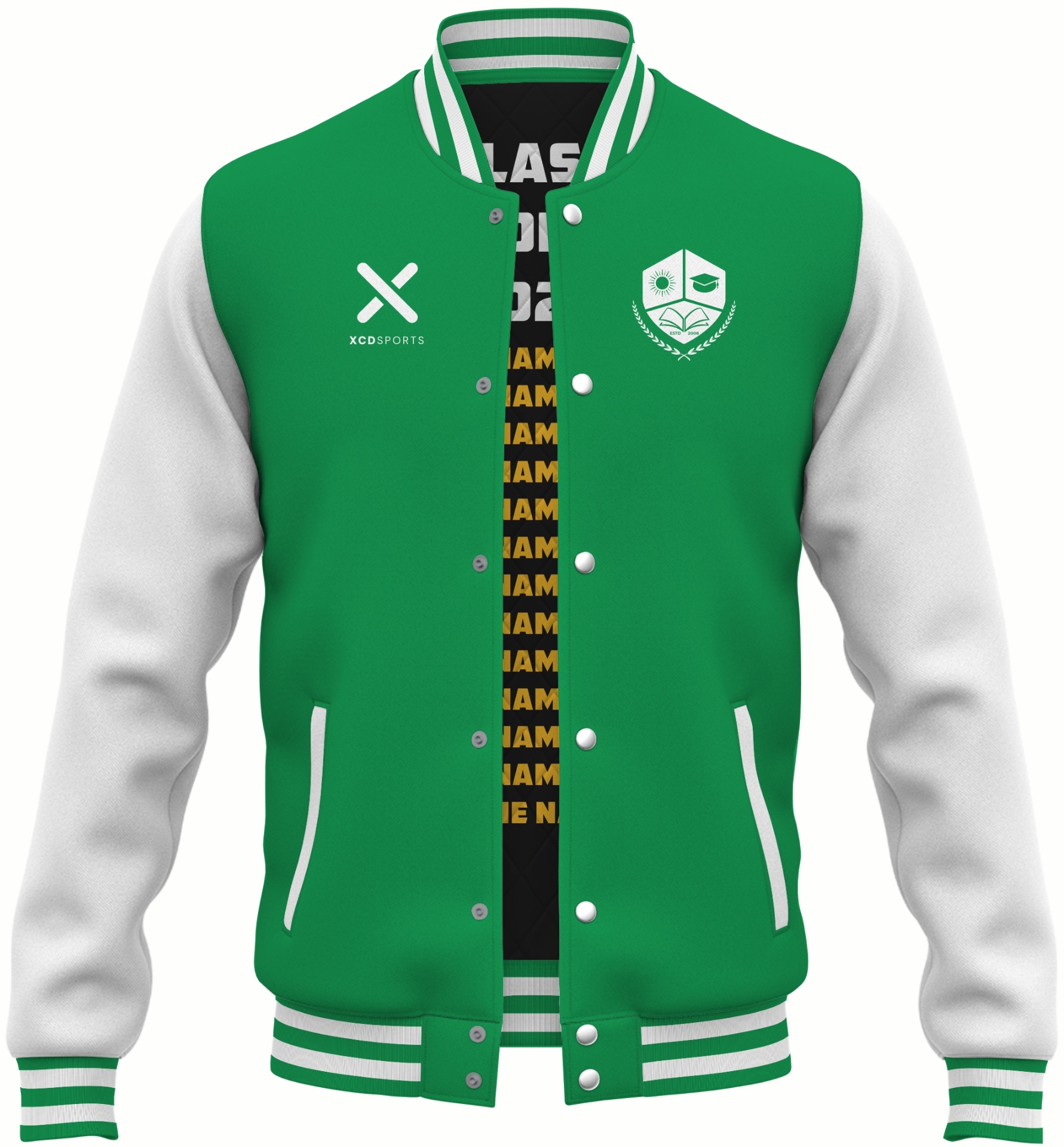 Varsity Design 16 – Two-Tone Raglan – Green / White Varsity Jacket