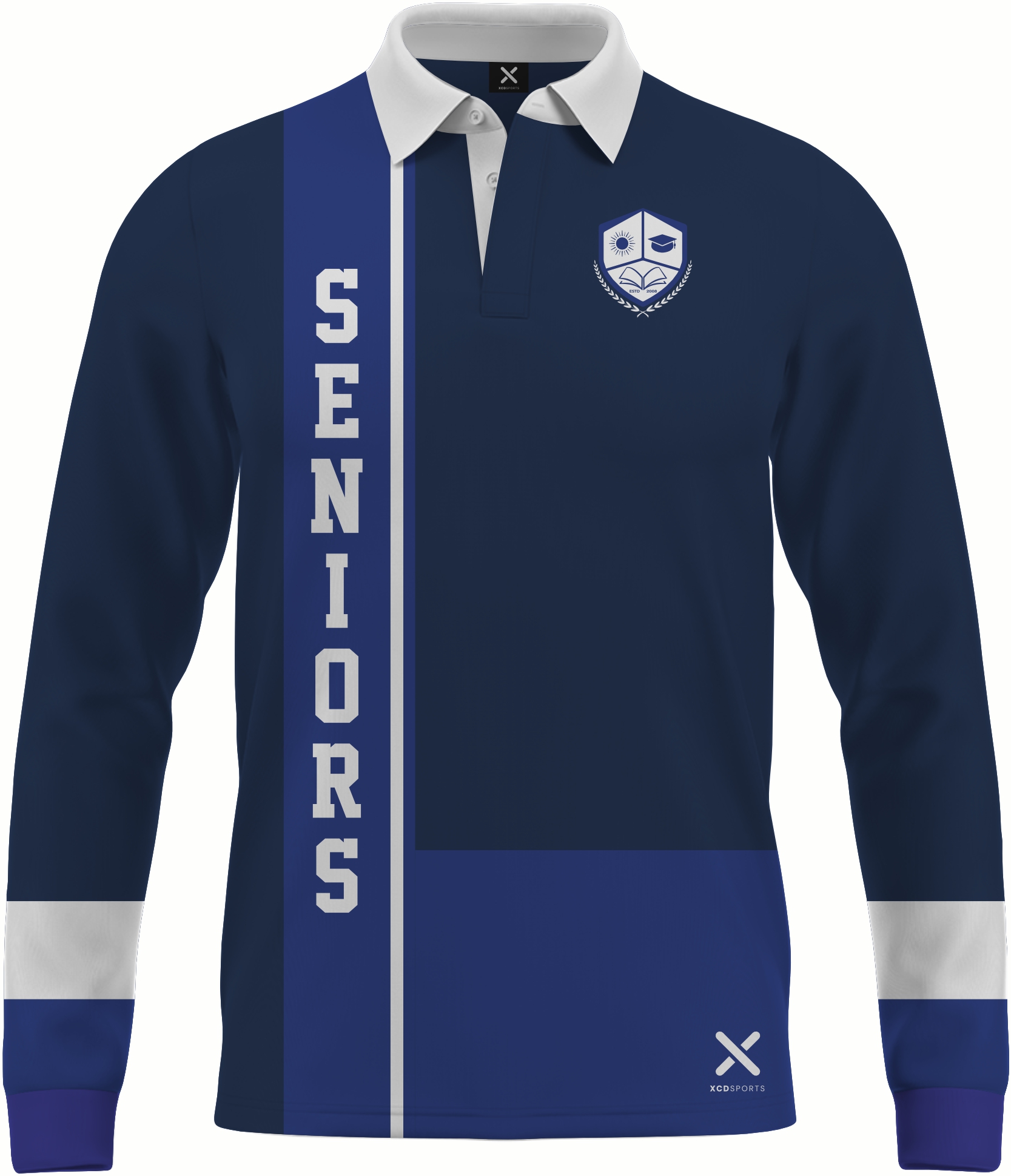 Design 10 – Seniors Panel – Navy / Royal Blue School Leavers Jersey