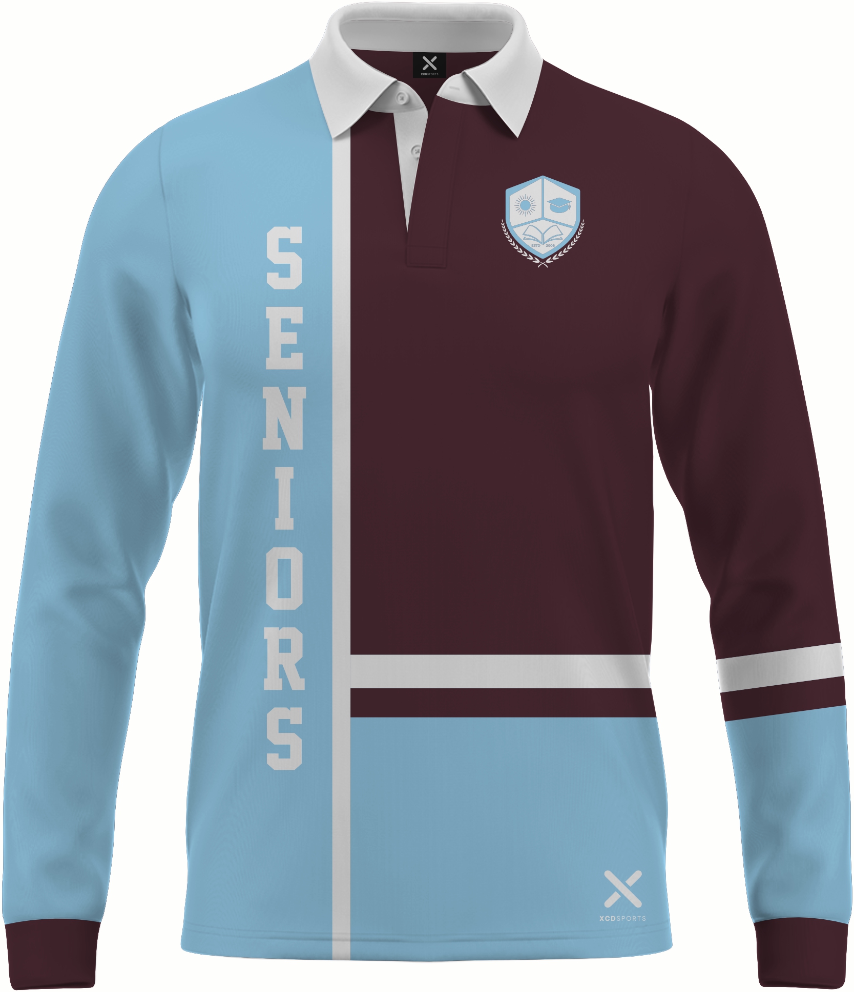 Design 12 – School Leavers – Maroon / Sky Blue School Leavers Jersey