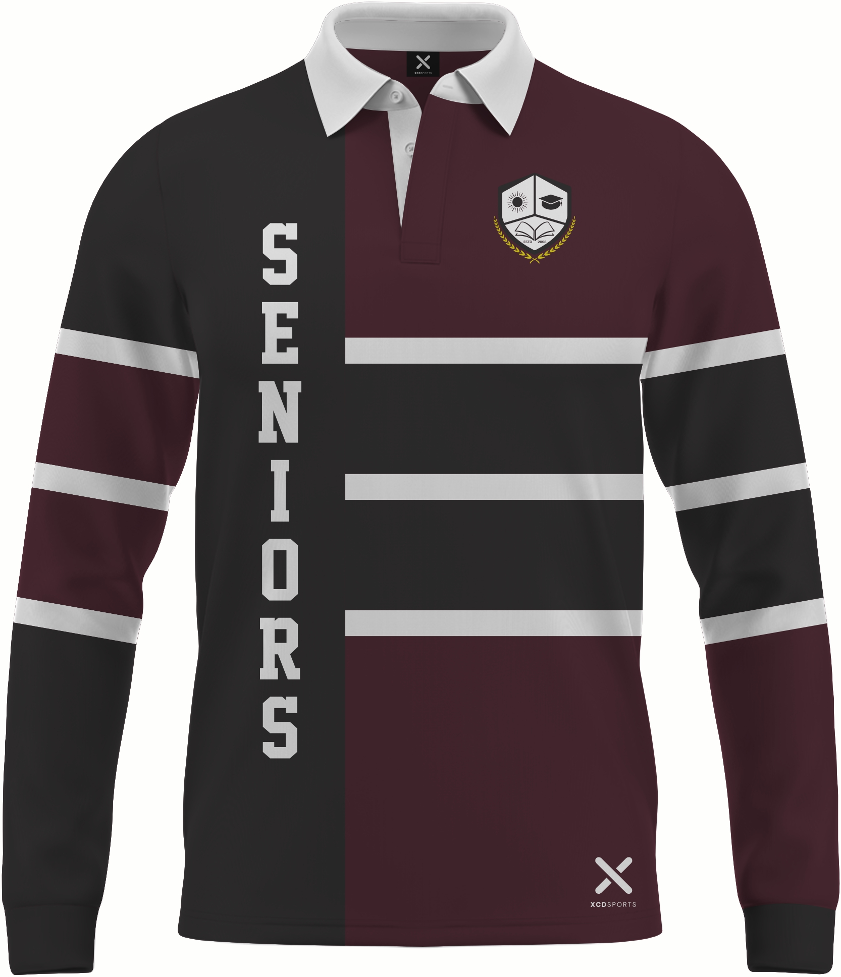 Design 5 – Bold Bands – Black / Maroon School Leavers Jersey