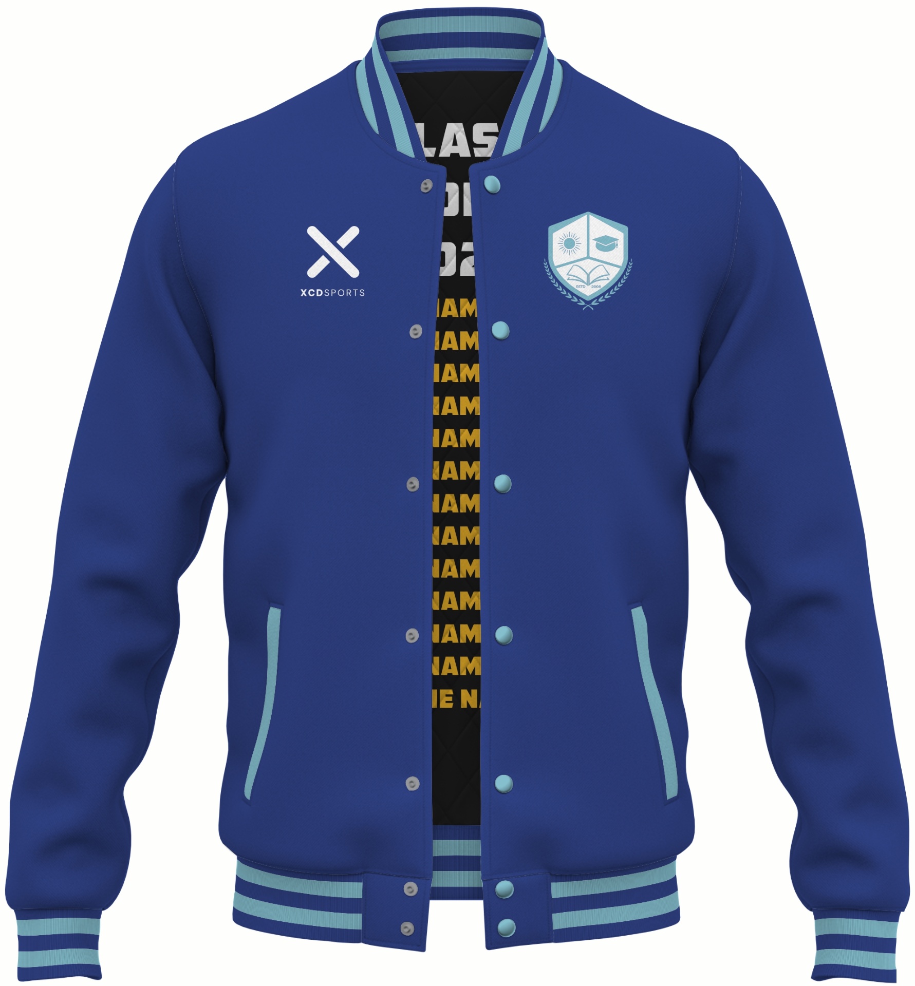 Varsity Design 5 – Two-Tone Raglan – Royal Blue / Sky Blue Varsity Jacket