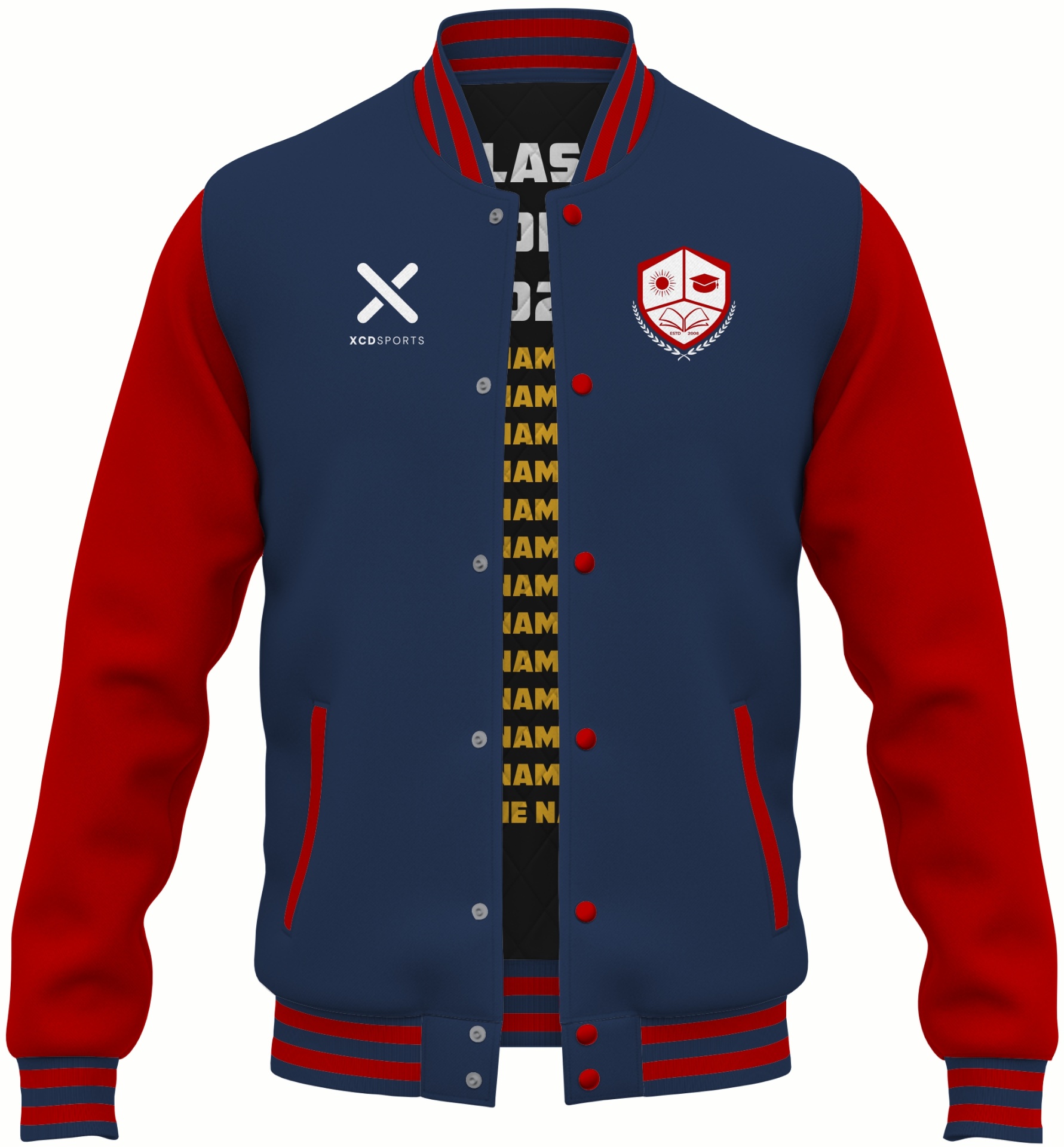Varsity Design 25 – Two-Tone Raglan – Navy / Red Varsity Jacket