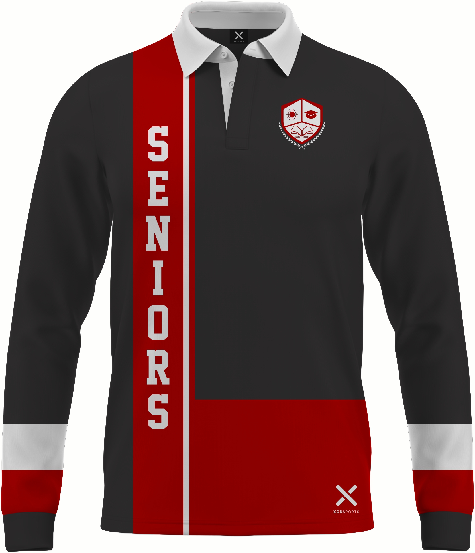 Design 10 – Seniors Panel – Black / Red School Leavers Jersey