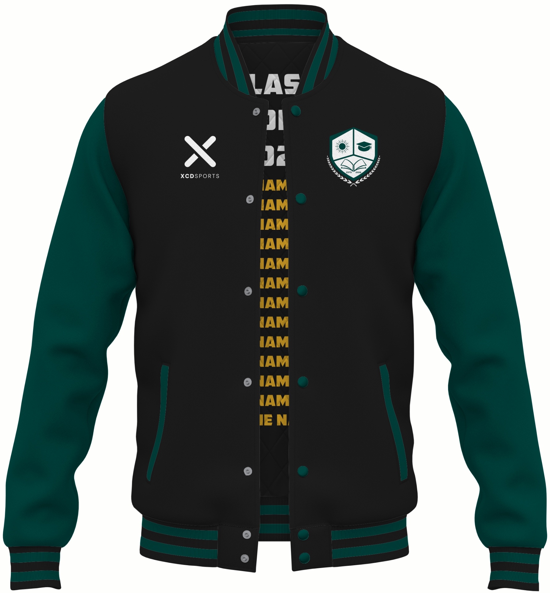 Varsity Design 26 – Two-Tone Raglan – Charcoal / Forest Green Varsity Jacket