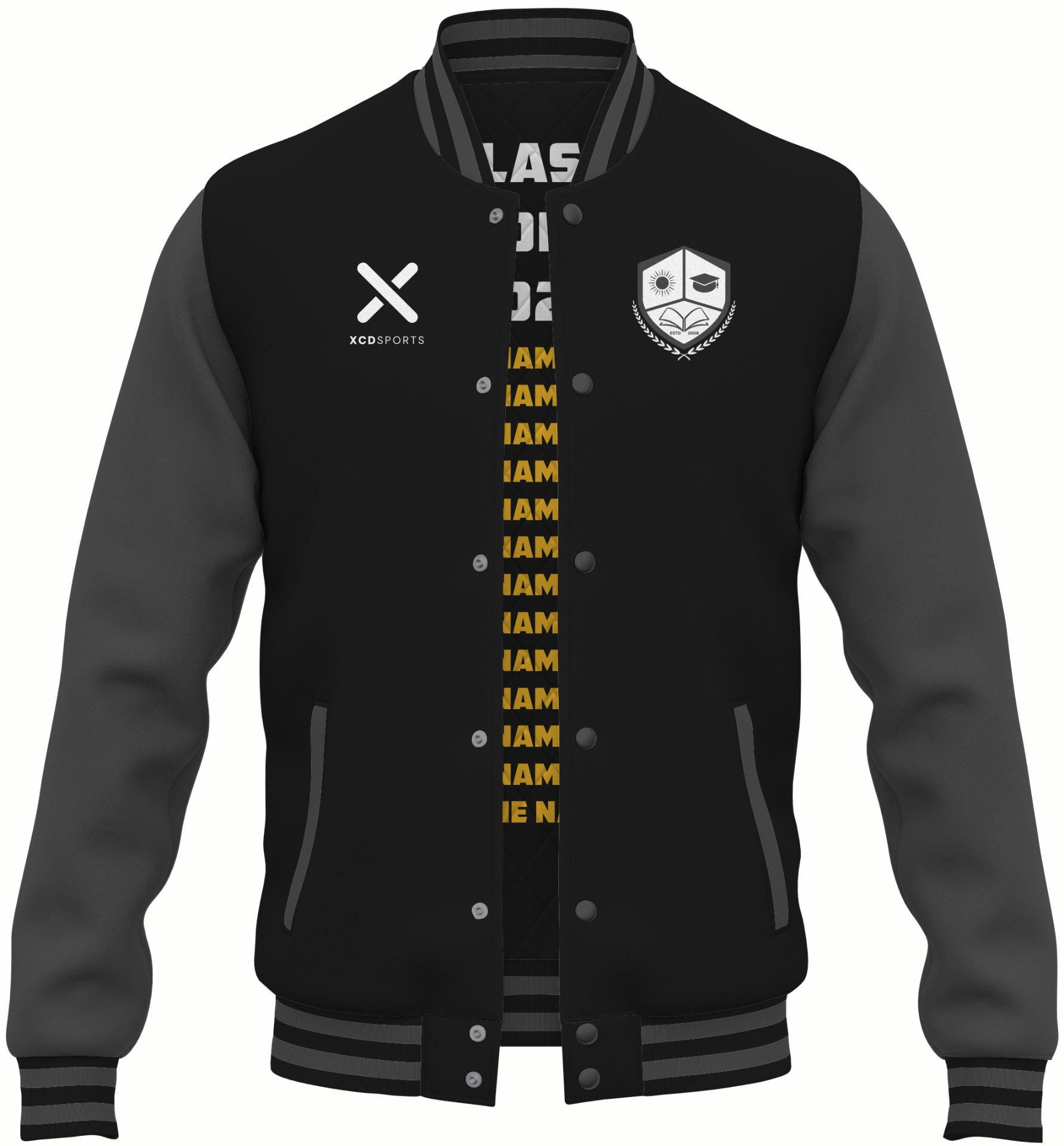 Varsity Design 22 – Two-Tone Raglan – Black / Charcoal Varsity Jacket