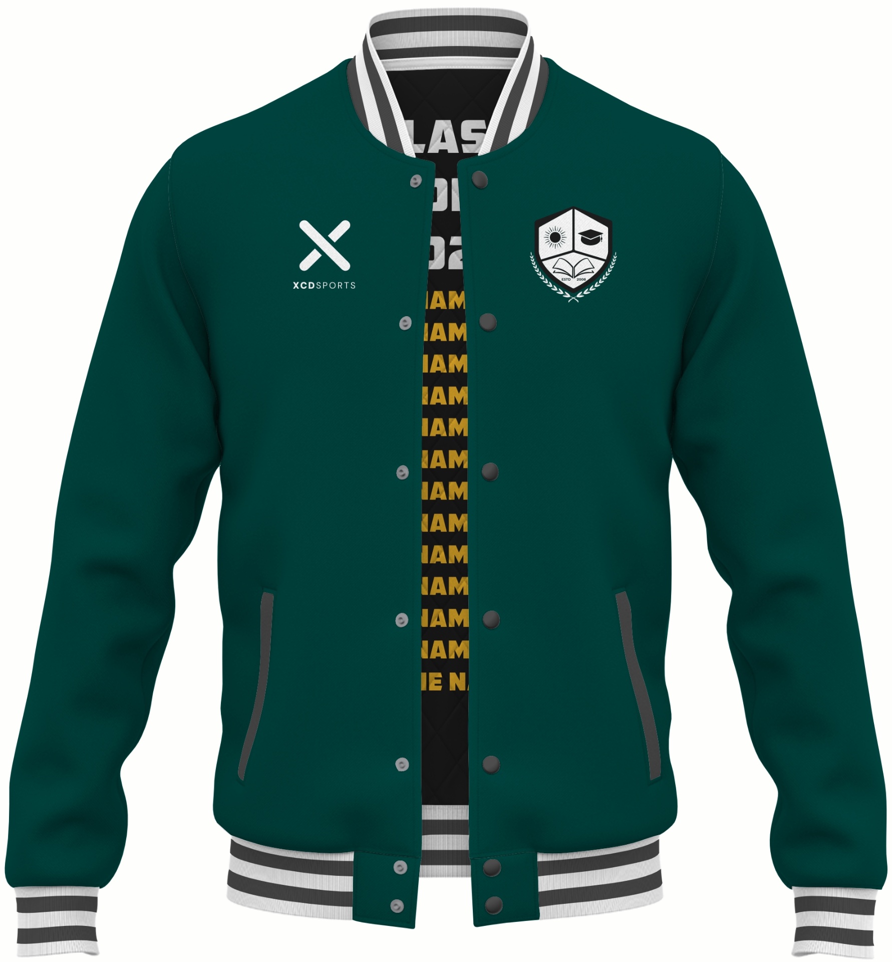Varsity Design 35 – Two-Tone Raglan – Forest / Charcoal / White Varsity Jacket