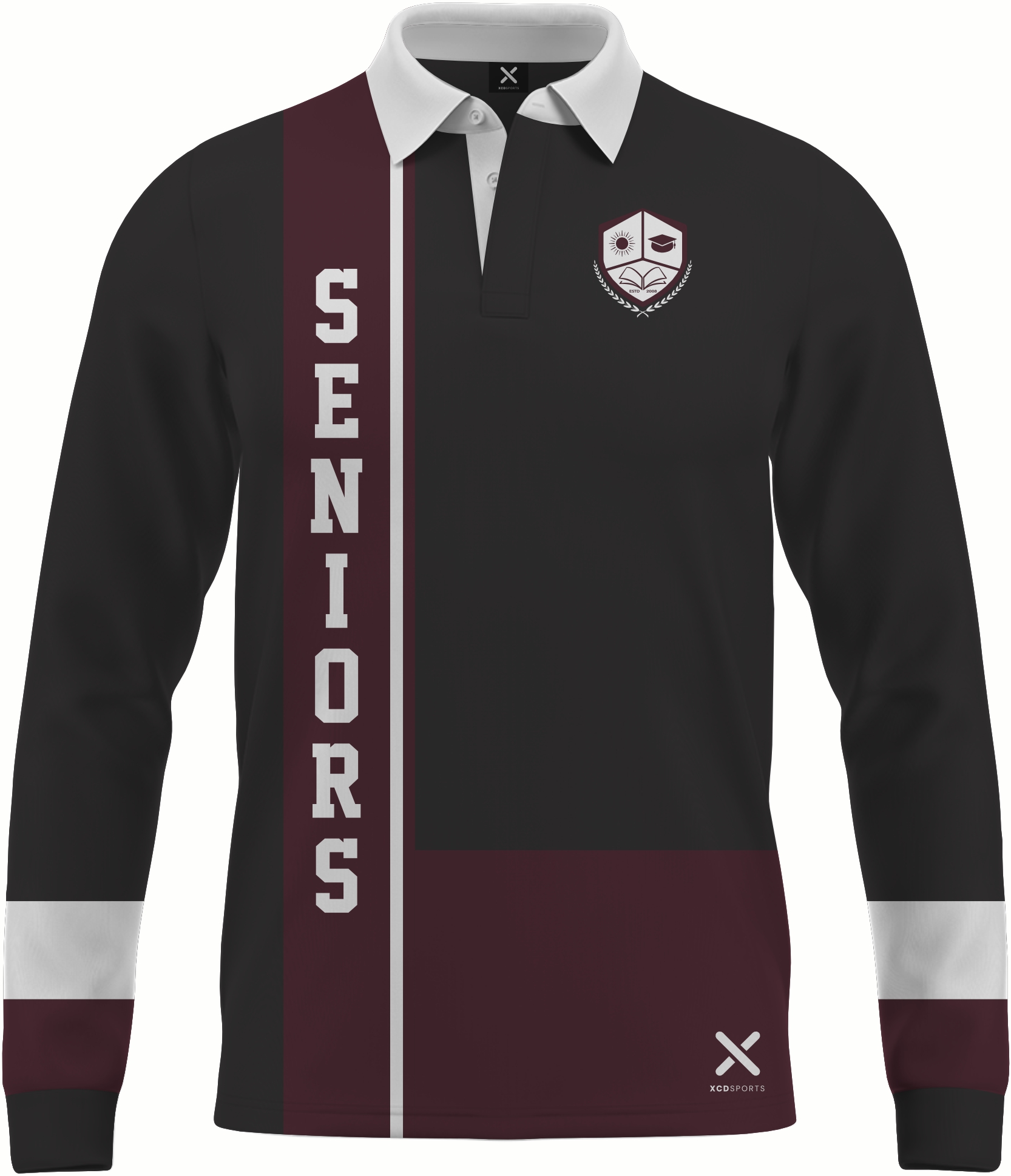 Design 10 – Seniors Panel – Black / Maroon School Leavers Jersey