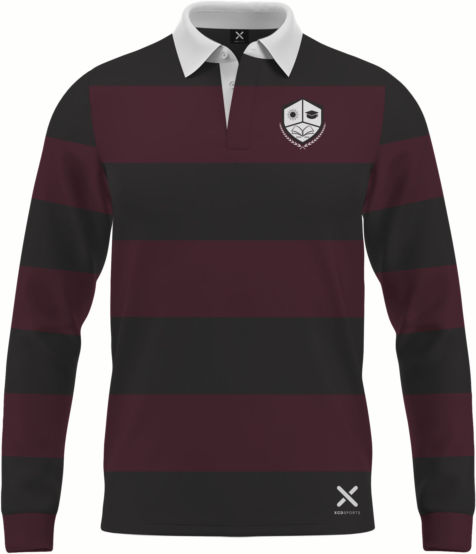 Design 13 – Classic Hoops – Black / Maroon School Leavers Jersey