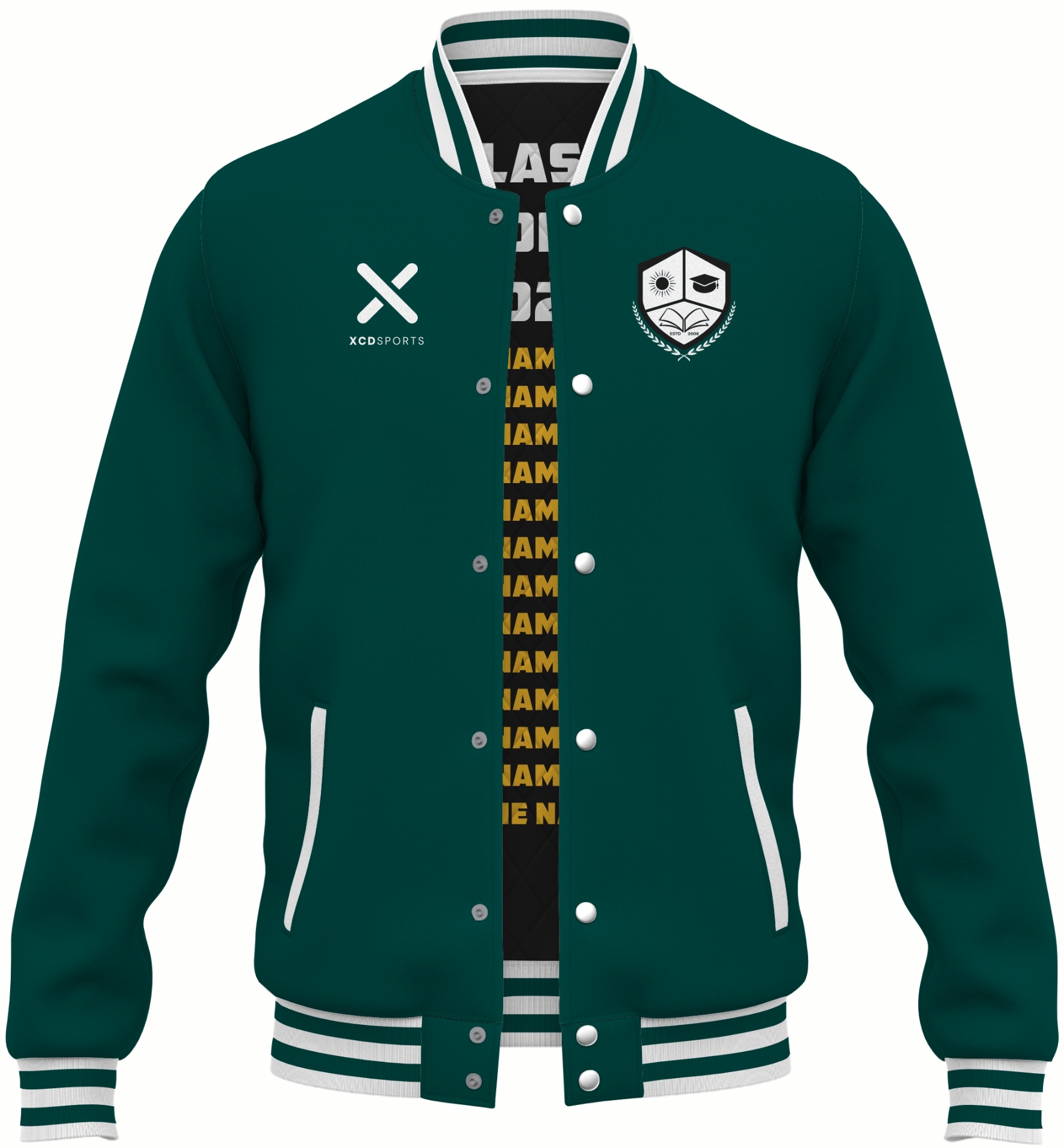 Varsity Design 3 – Two-Tone Raglan – Forest Green / White Varsity Jacket
