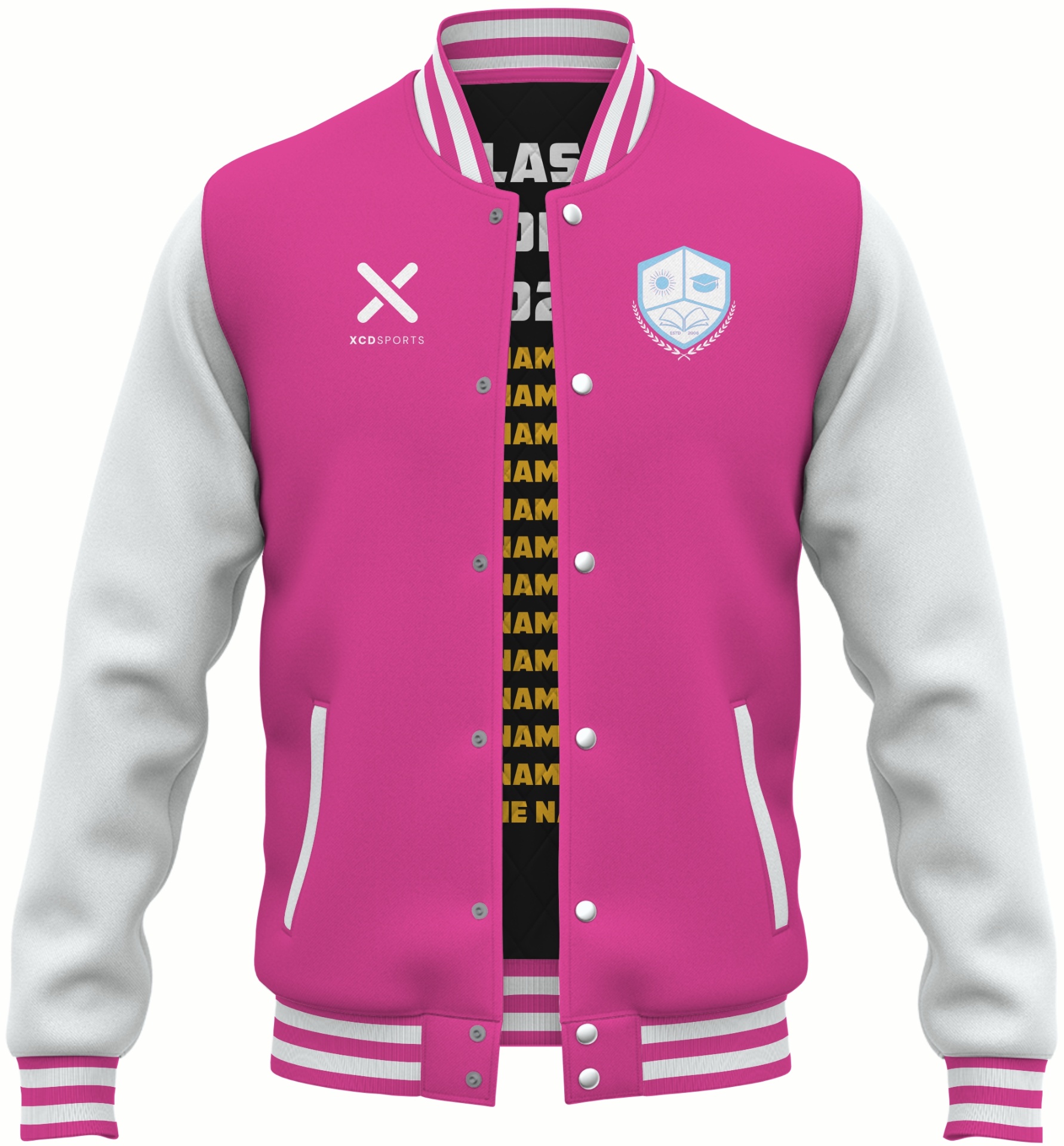 Varsity Design 17 – Two-Tone Raglan – Pink / White Varsity Jacket