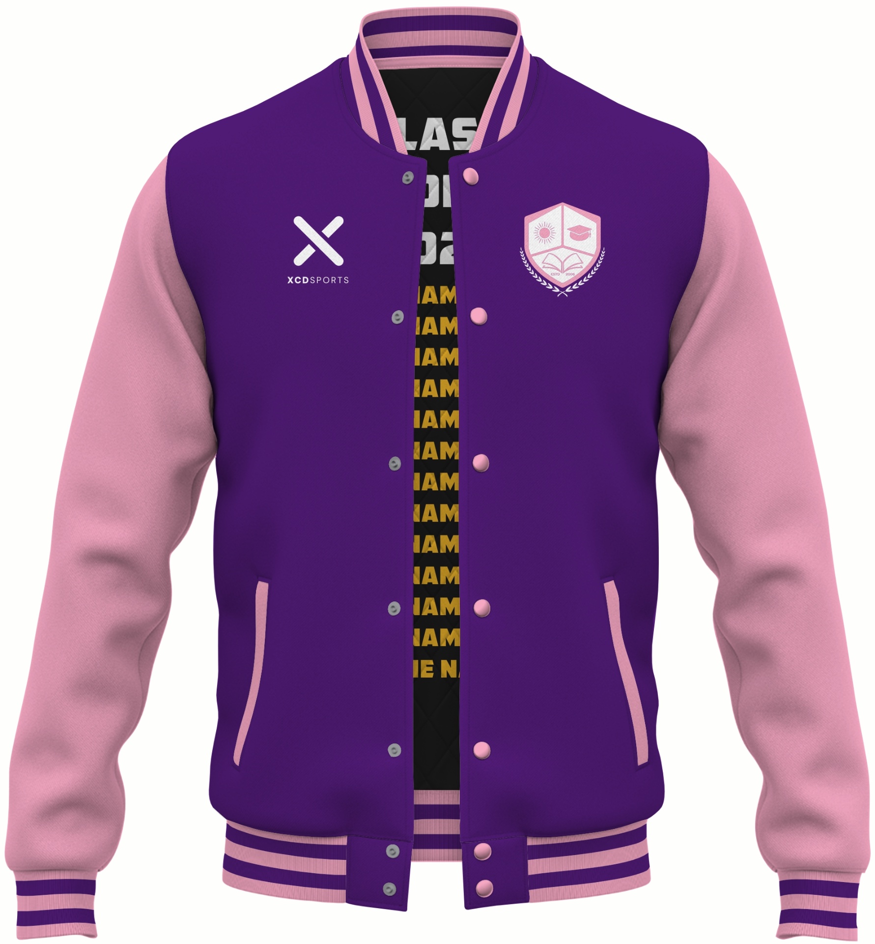 Varsity Design 11 – Two-Tone Raglan – Purple / Pink Varsity Jacket