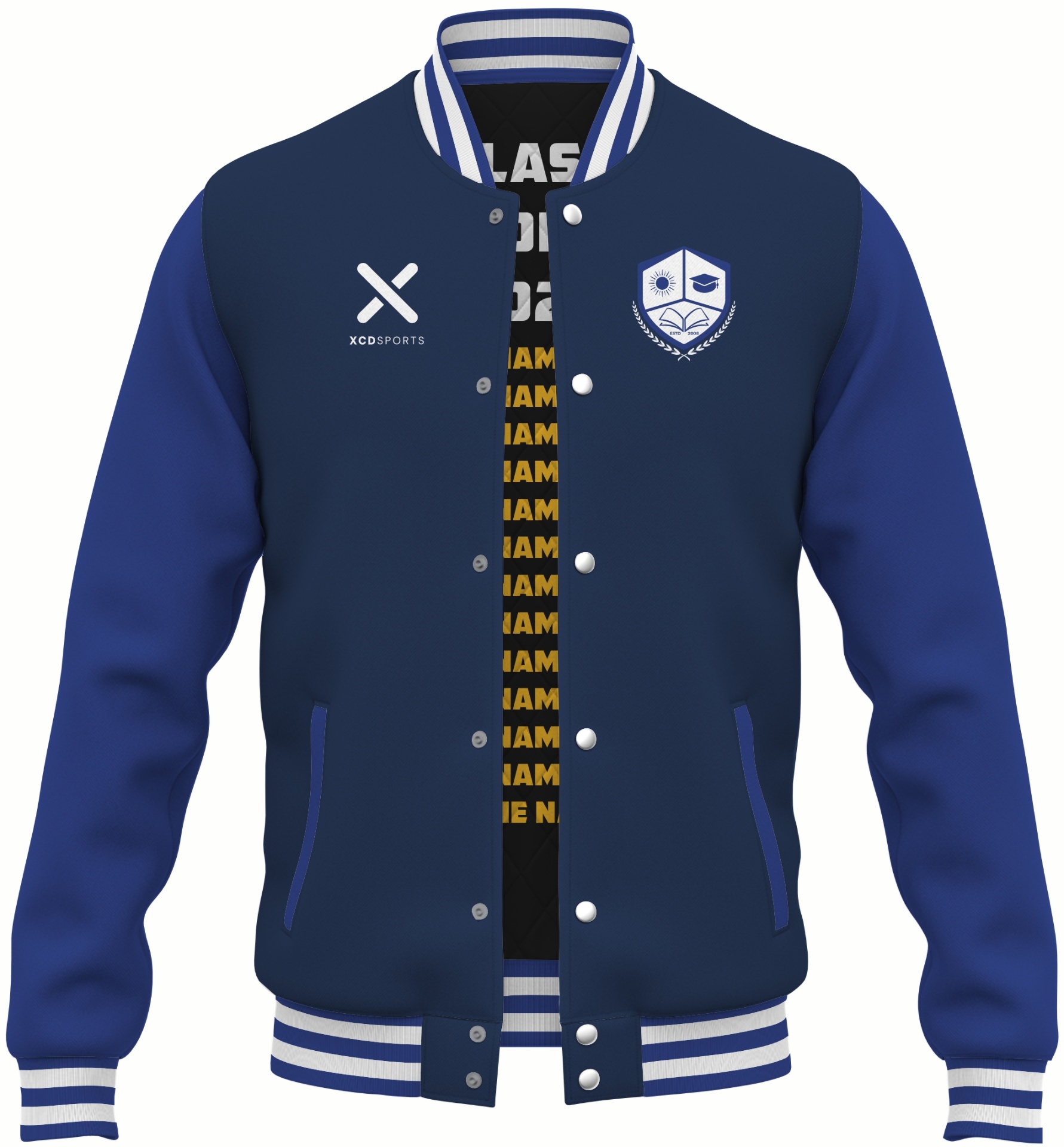 Varsity Design 30 – Two-Tone Raglan – Navy / Royal / White Varsity Jacket