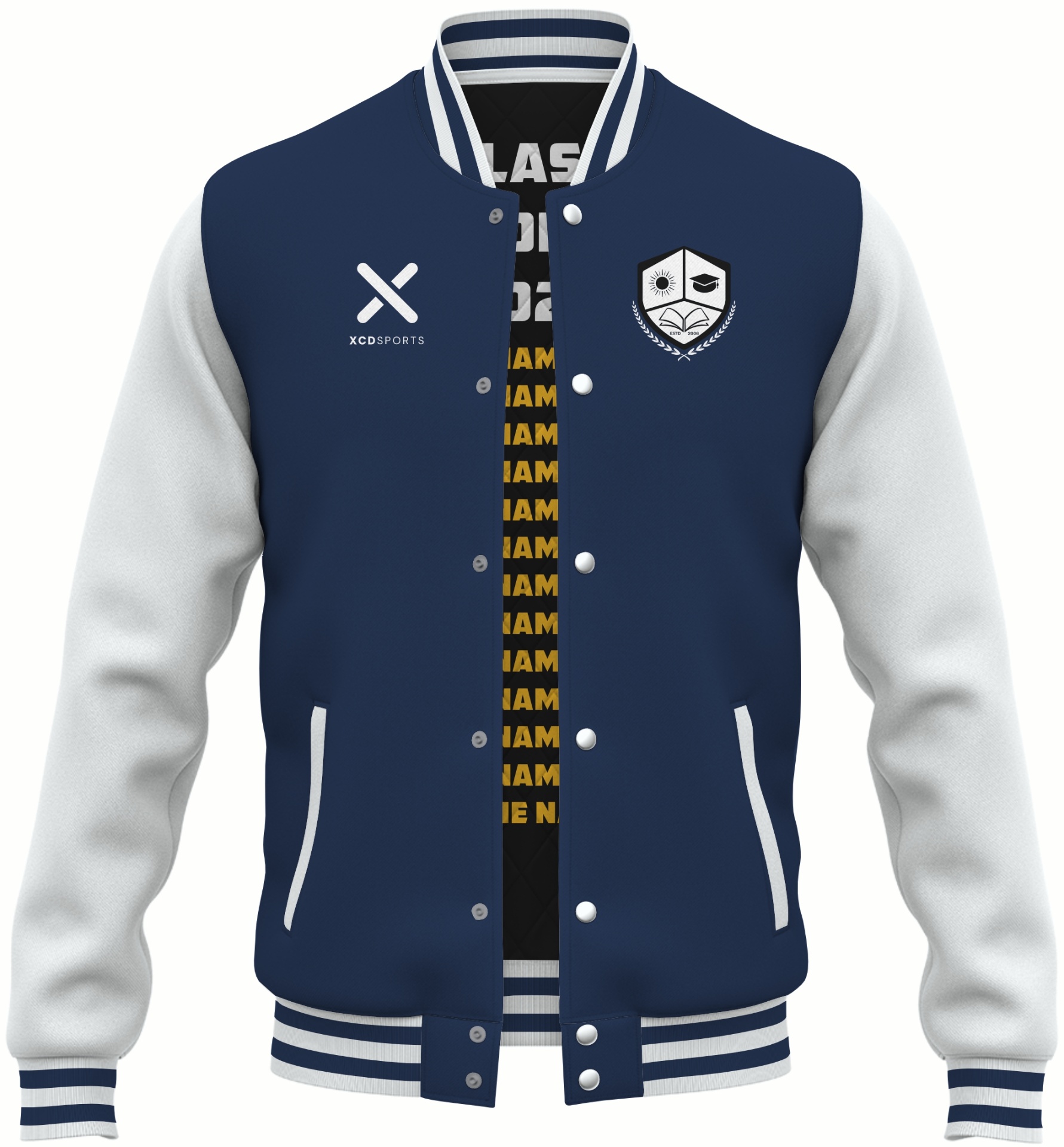 Varsity Design 24 – Two-Tone Raglan – Navy / White Varsity Jacket