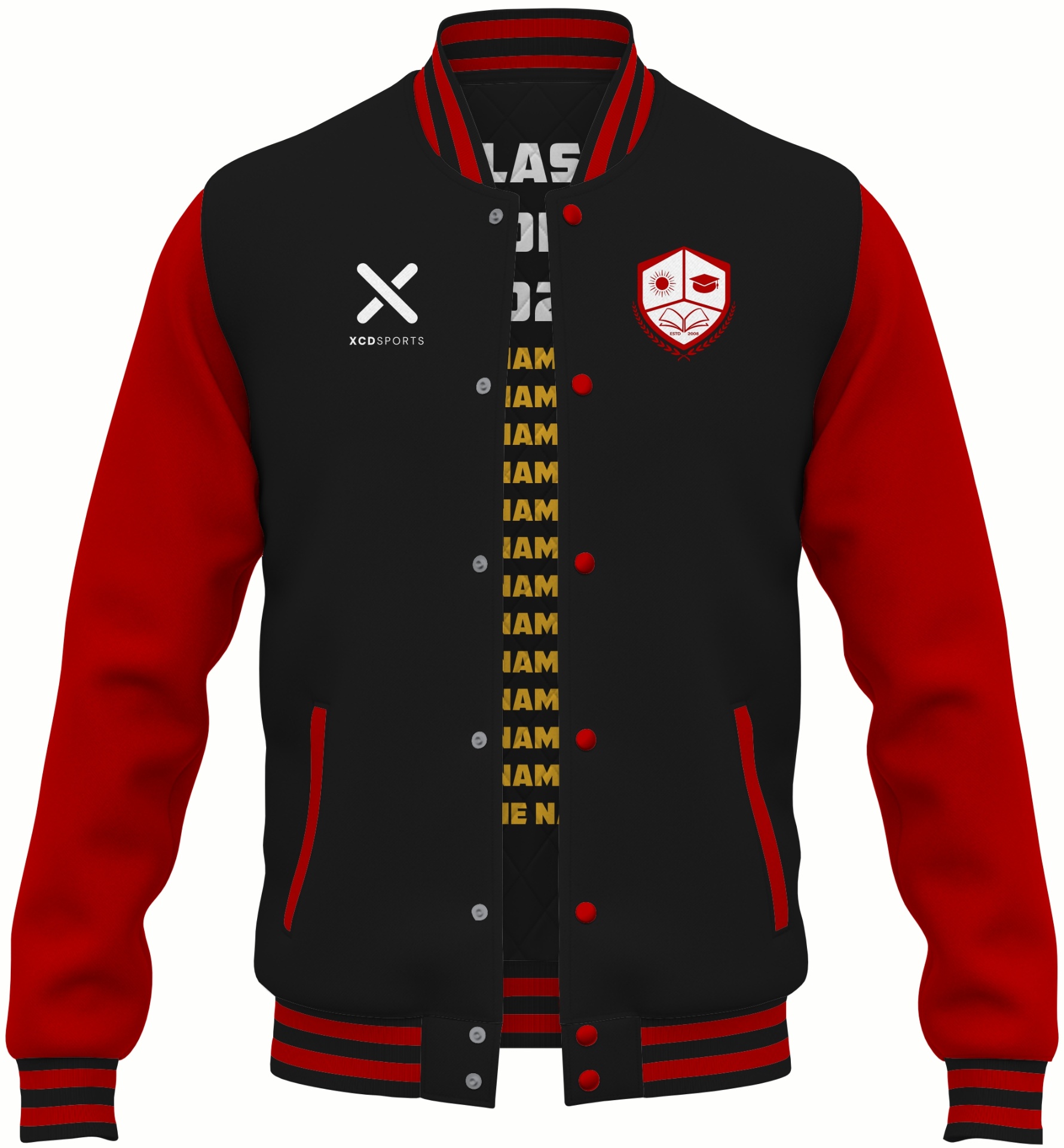 Varsity Design 2 – Two-Tone Raglan – Black / Red Varsity Jacket