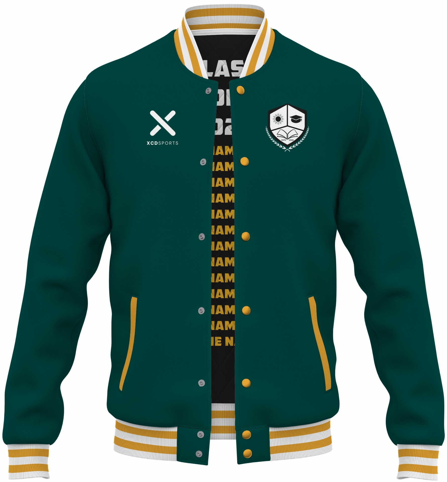 Varsity Design 27 – Two-Tone Raglan – Forest Green / Gold Varsity Jacket