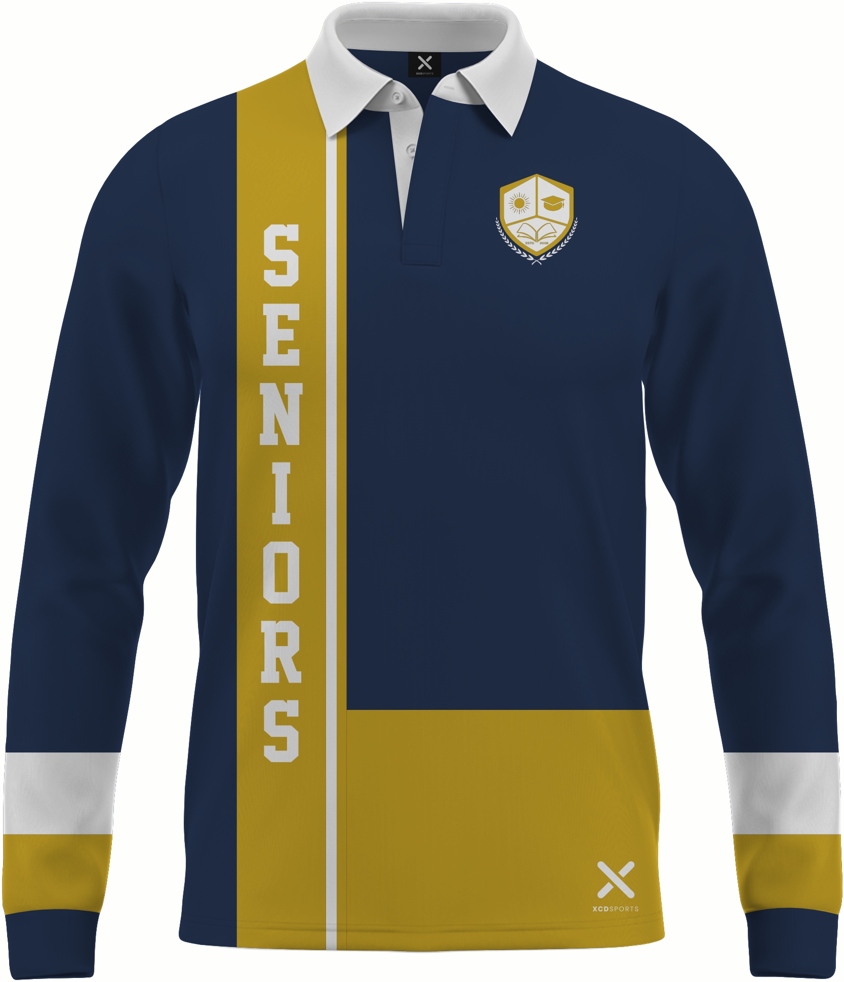 Design 10 – Seniors Panel – Navy / Gold School Leavers Jersey
