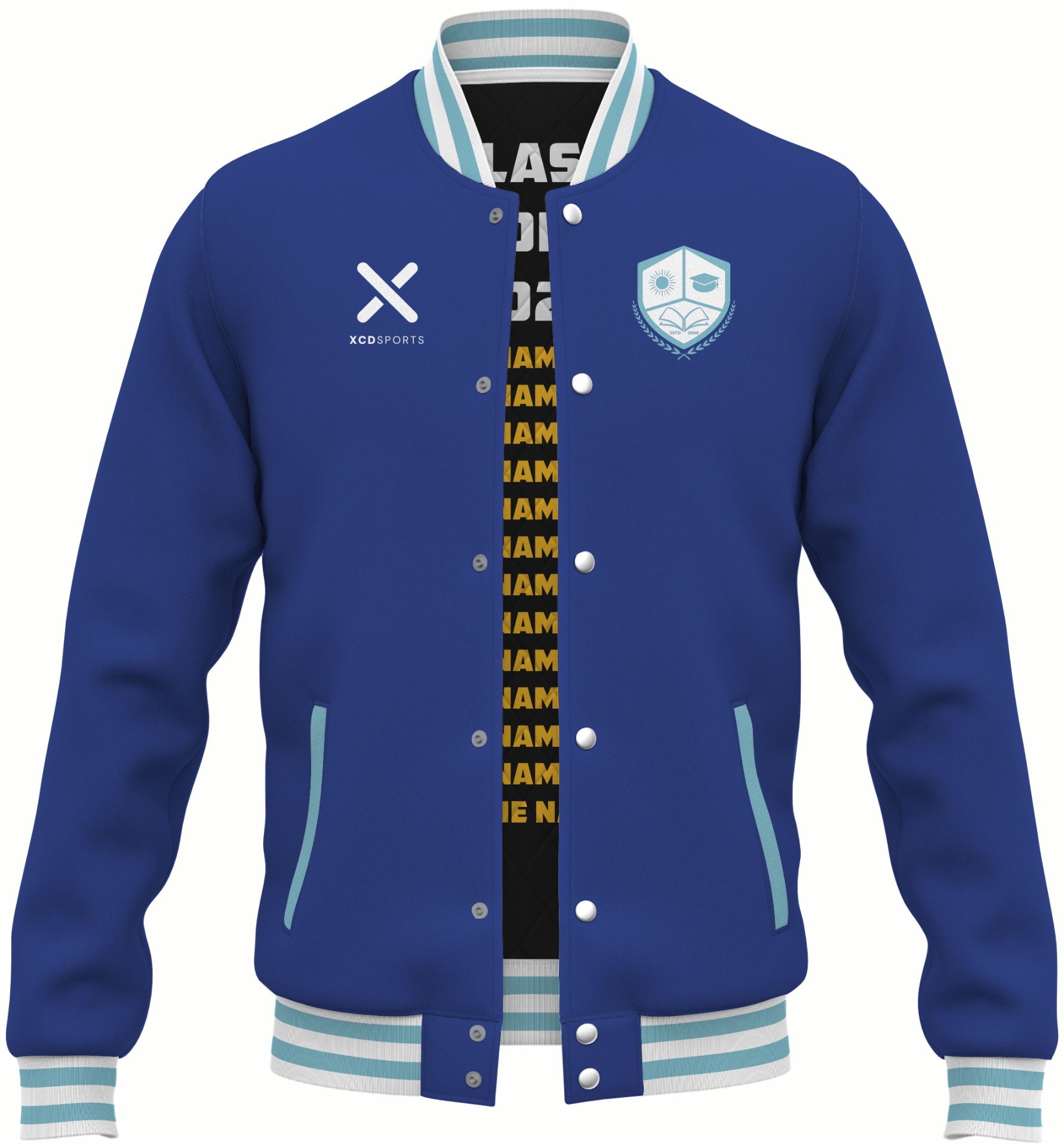 Varsity Design 37 – Two-Tone Raglan – Royal / Ice Blue / White Varsity Jacket